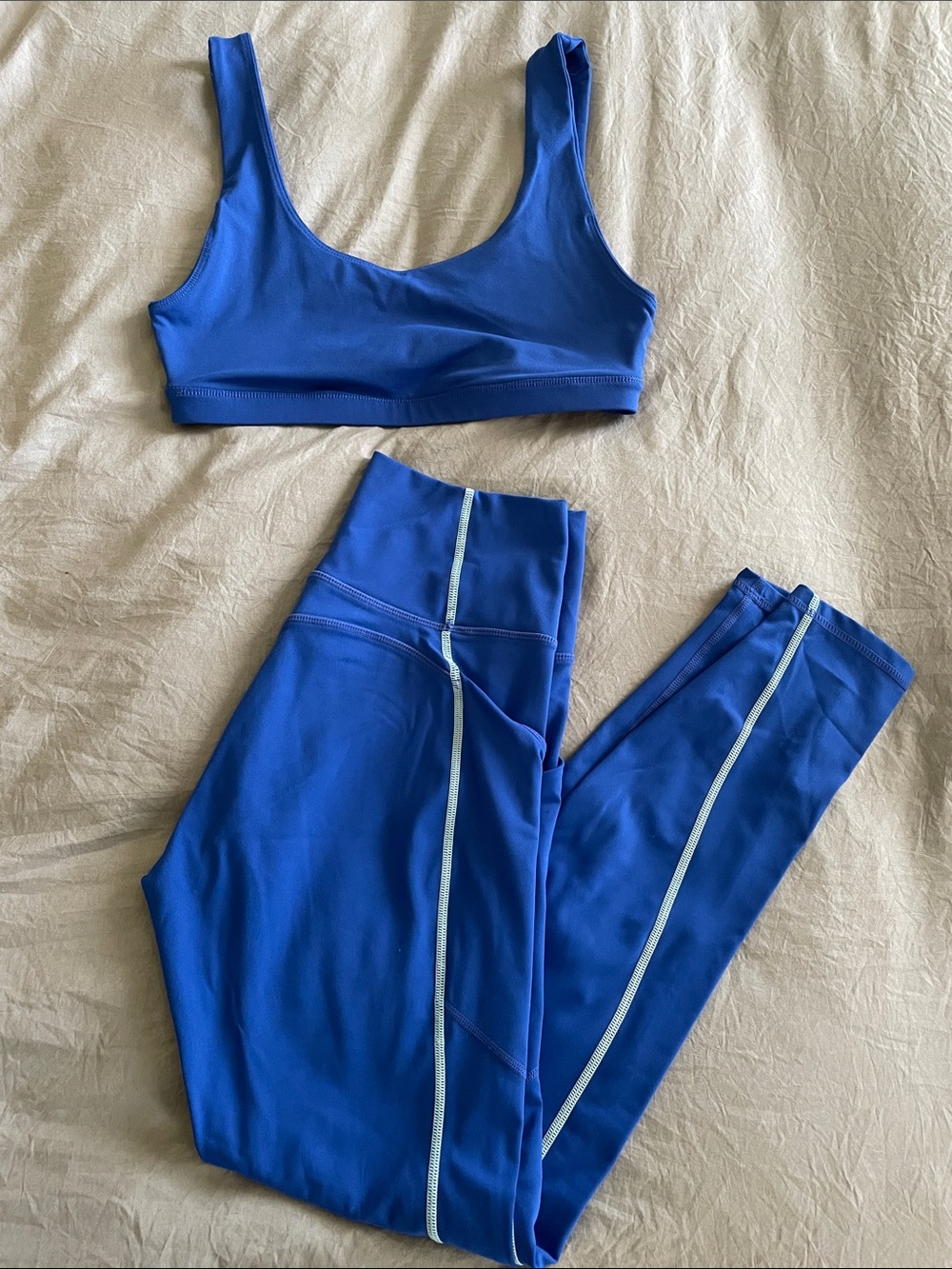 Fabletics Royal Blue High-Waist Leggings & Sports Bra Set